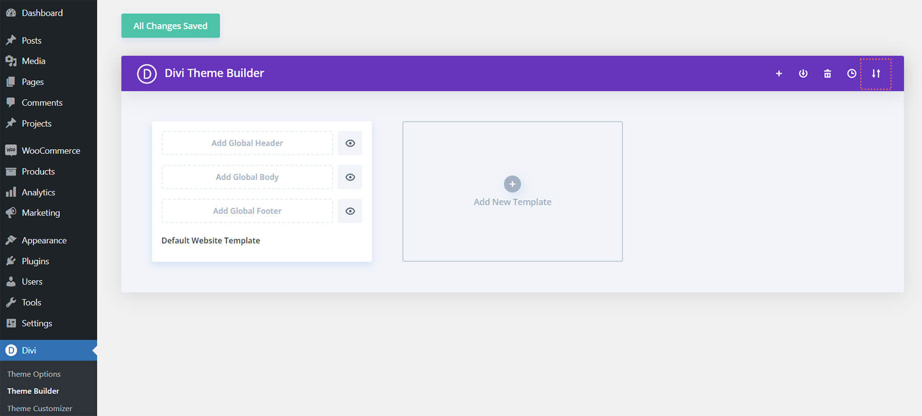 Importer le template dans le Divi Theme Builder