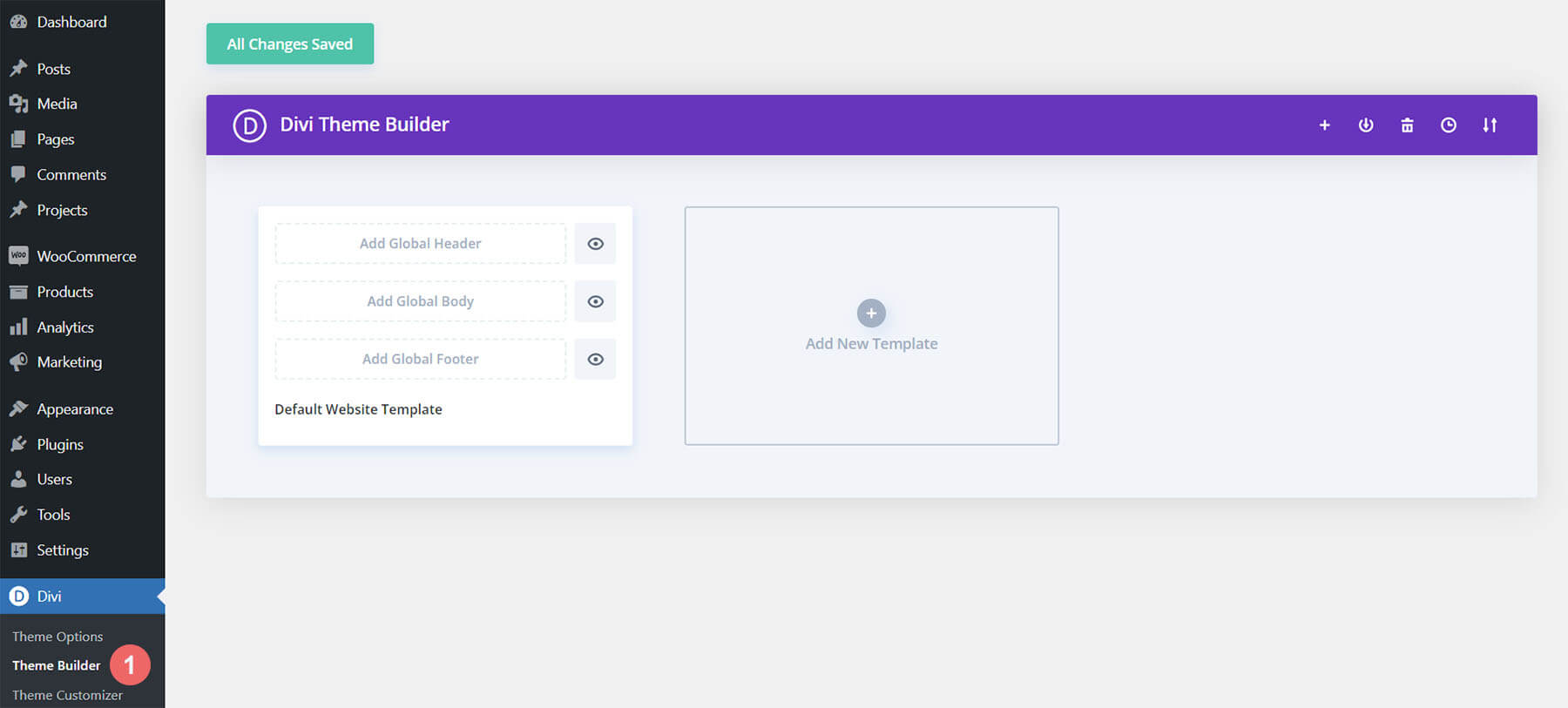 Deschideți Divi Theme Builder