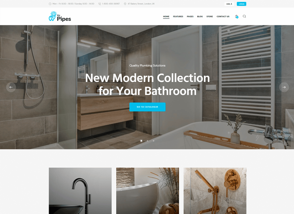 Pipa | Layanan Plumbing dan Toko Alat Bangunan Tema WordPress