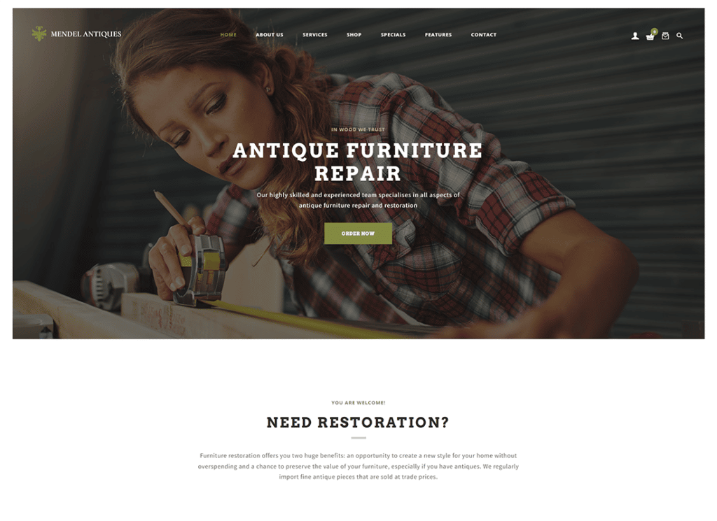 Mendel | Tema WordPress per design di mobili e restauro di interni
