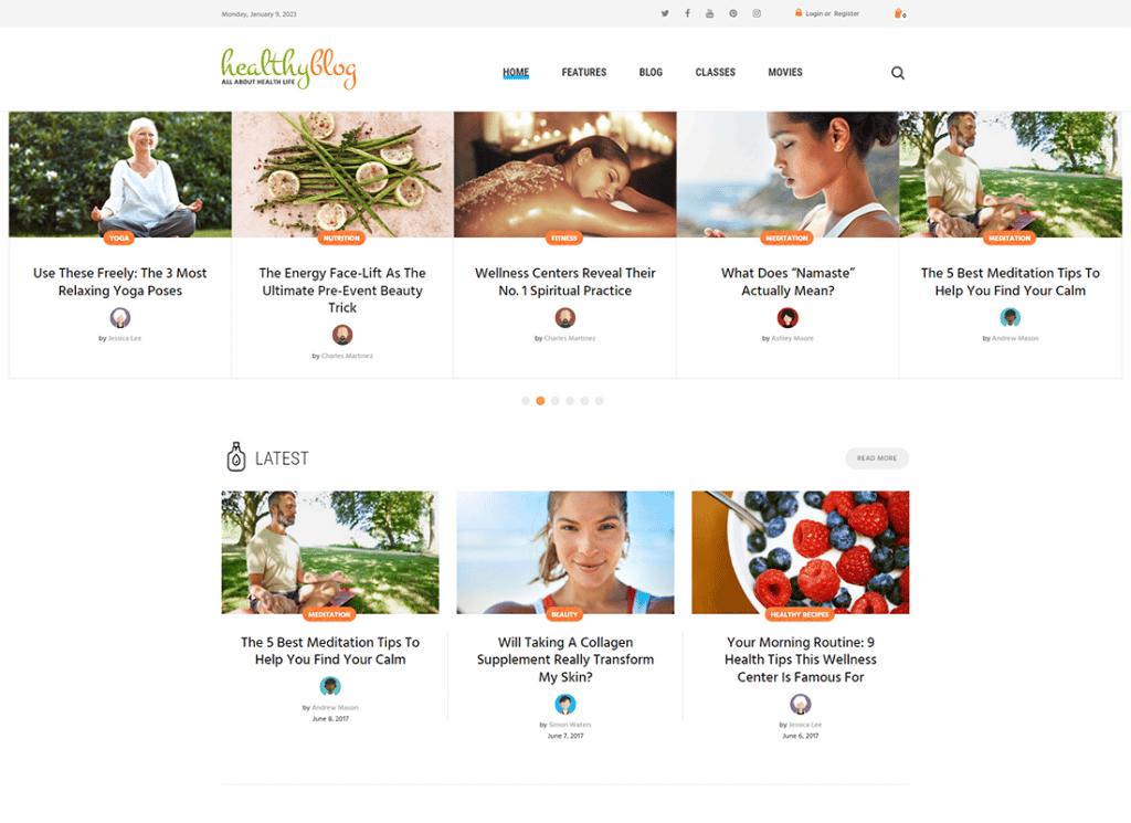 Gesund leben | Blog mit Online-Shop-WordPress-Theme