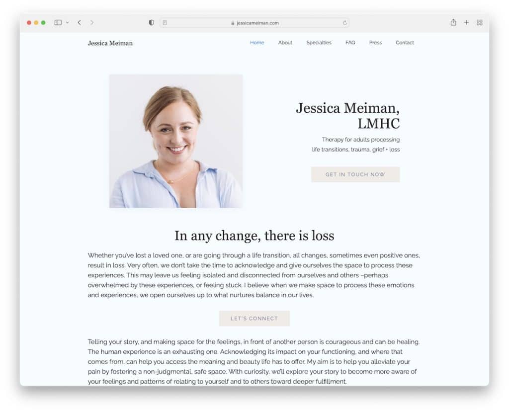 sito web della terapista jessica meiman