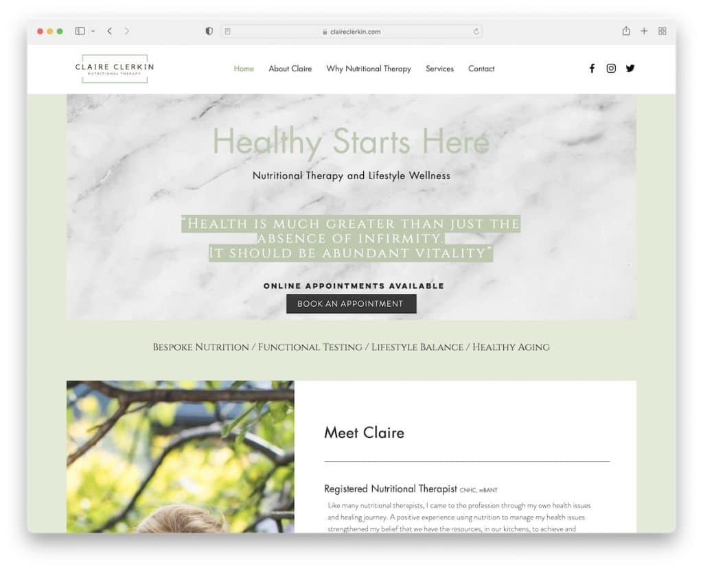 Site-ul web al terapeutului Claire Clerkin