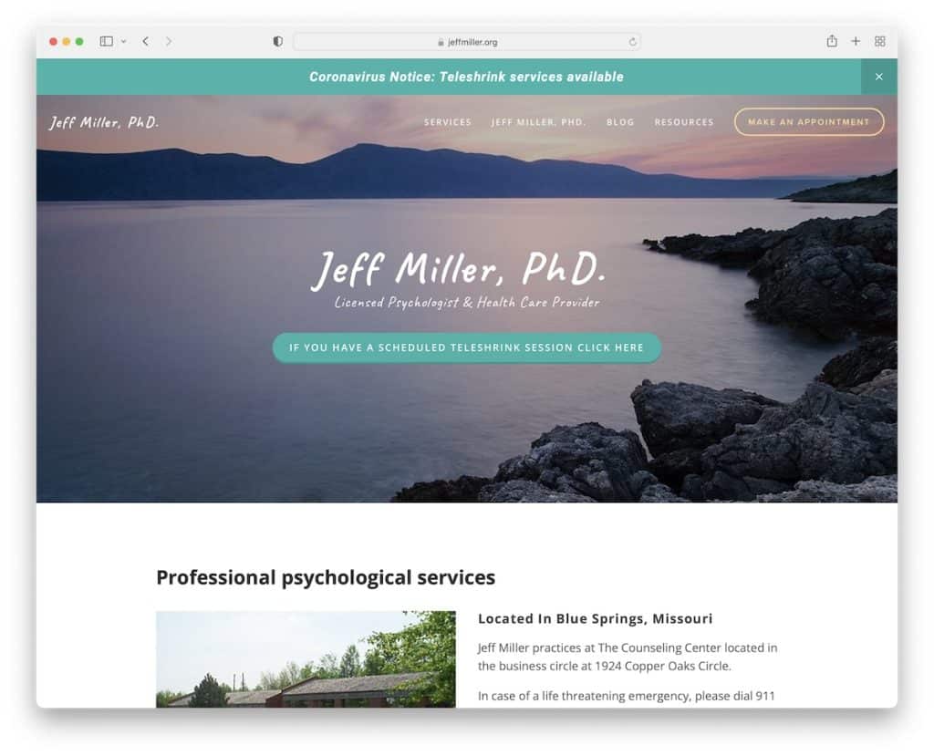 site-ul web al terapeutului Jeff Miller