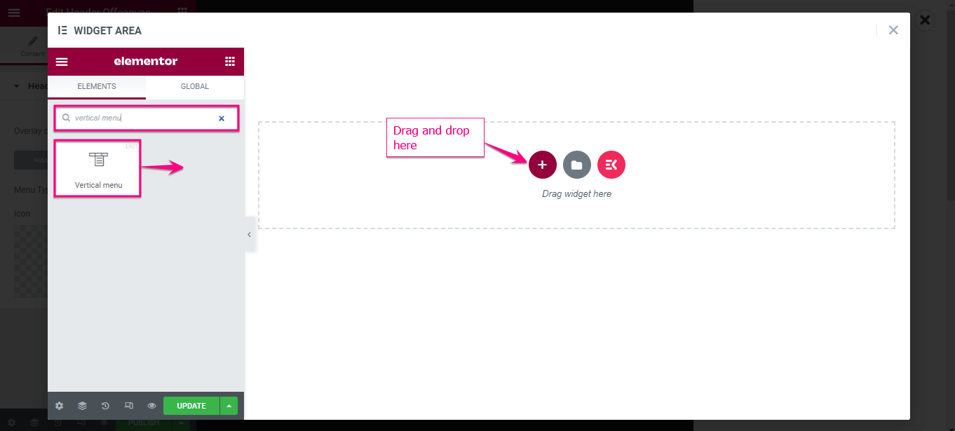 Criar menu de cabeçalho fora da tela