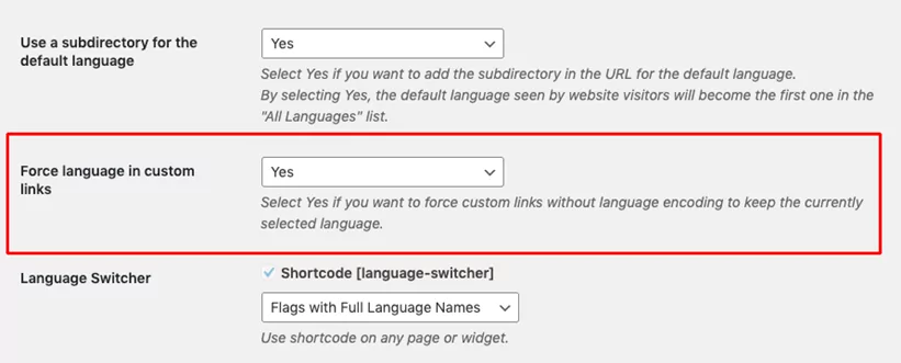 Forçar o idioma em links personalizados para traduzir automaticamente os links da web