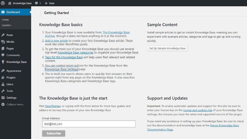 Ekran powitalny Heroic Knowledge Base