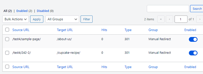 Manage redirects