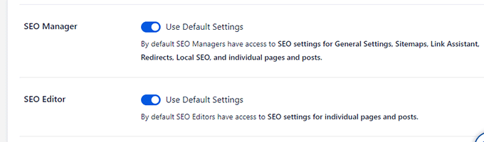 SEO user roles