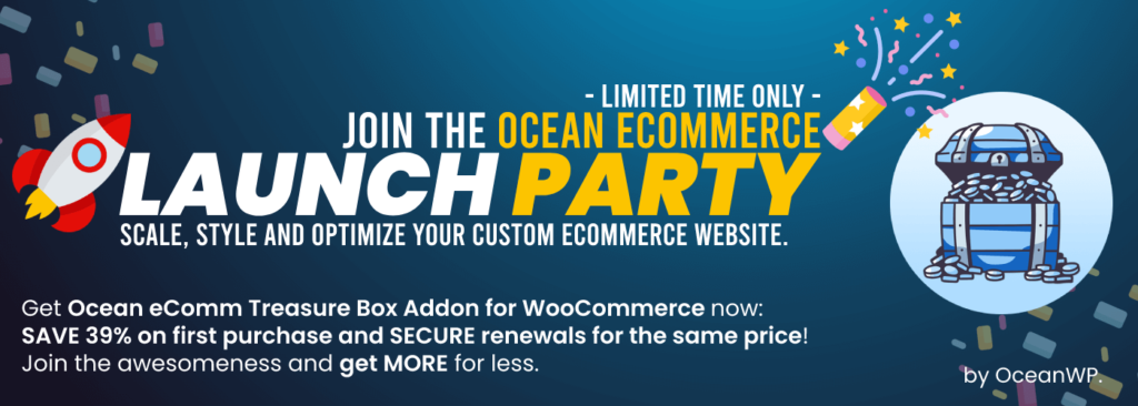 benutzerdefiniertes E-Commerce-Website-Addon für WooCommerce von OceanWP Promo-Banner