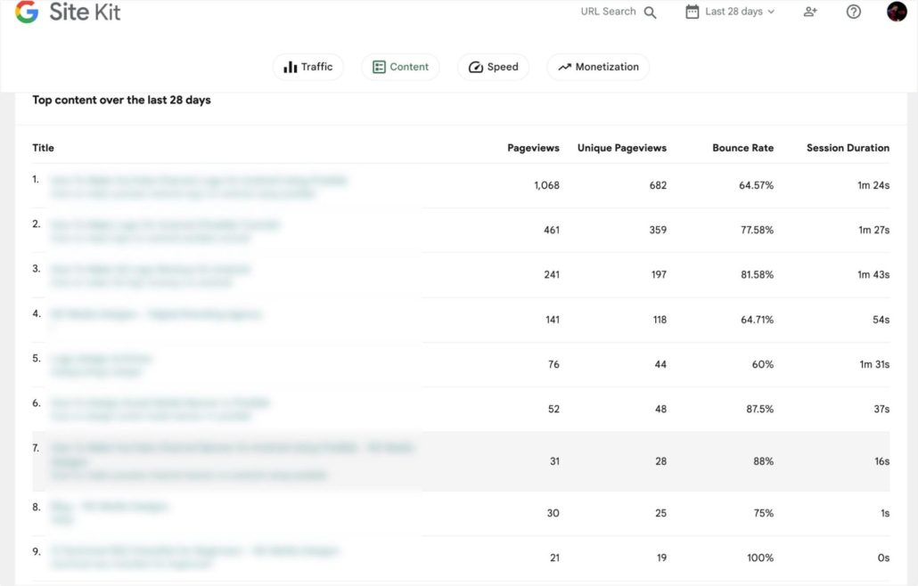 pages les plus performantes - suivi des visiteurs WordPress