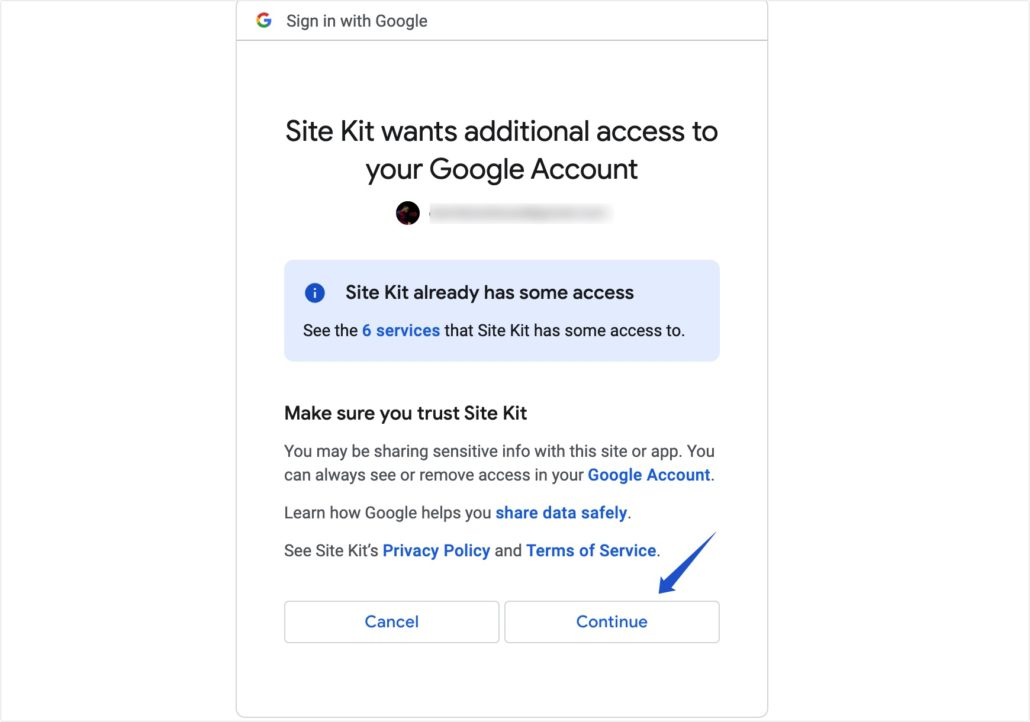 Accorder des autorisations Site Kit à votre compte Google