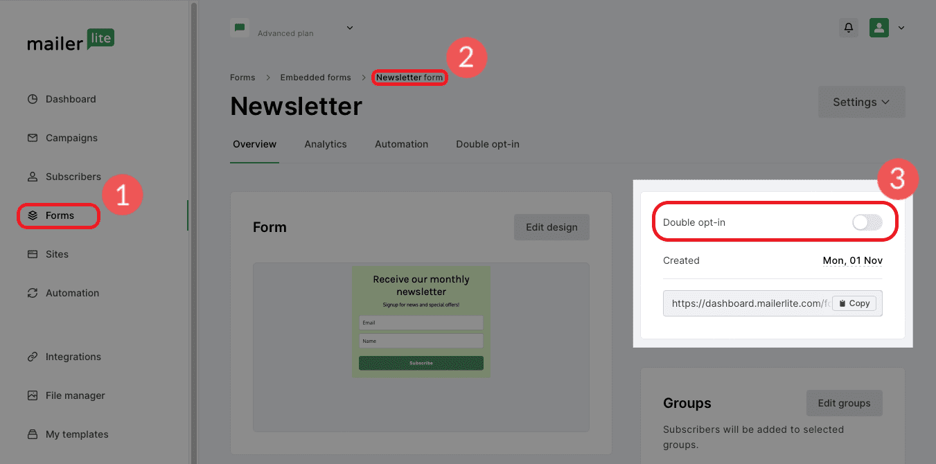 MailerLite Como ativar o opt-in duplo