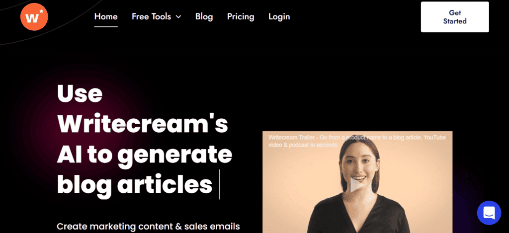 Writecream-Homepage