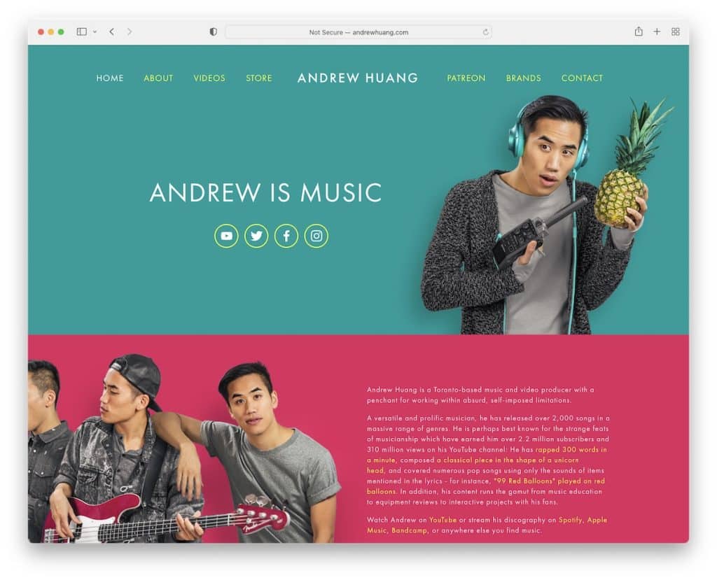 site-ul muzicianului andrew huang