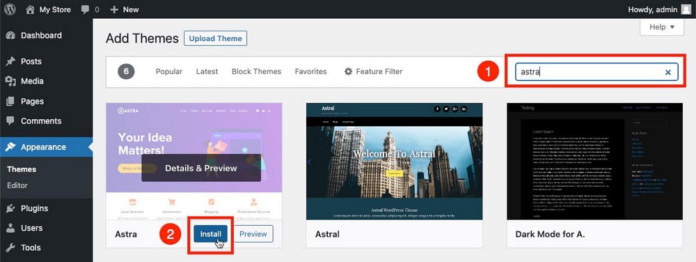 كيفية تثبيت Astra في WordPress