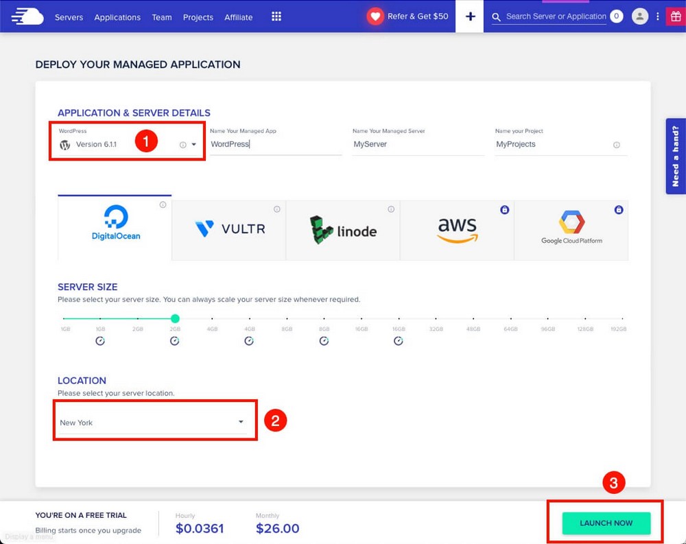 تكوين خادم CloudWays