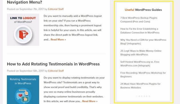 Inhaltsverzeichnis Seitenleiste für WordPress