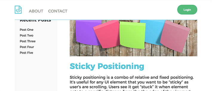 Sticky Header CSS-Positionierungsbeispiel