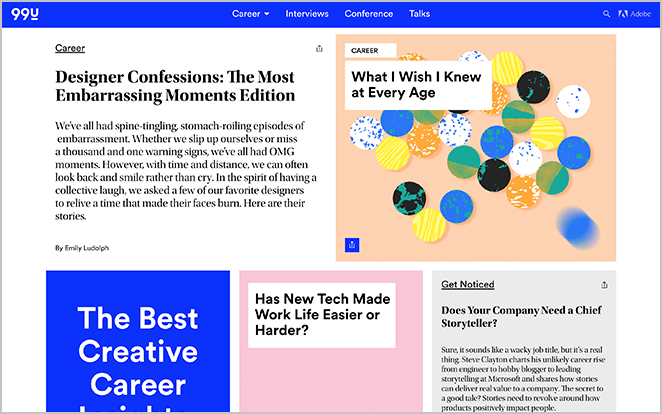 99U ウェブサイトのスクリーンショット ワードプレスのブログの例