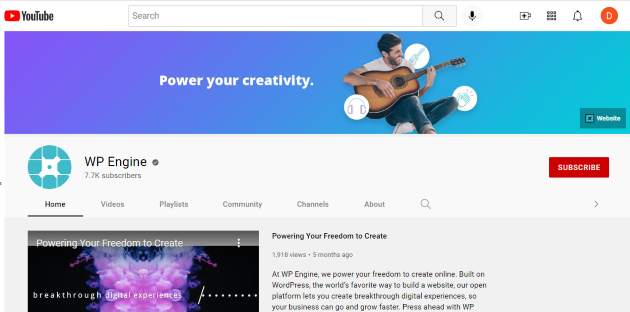 Kanał YouTube WP Engine