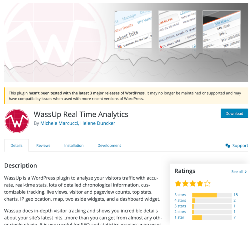 البرنامج المساعد Wassup Real Time Analytics