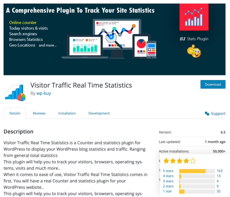 Plug-in per le statistiche in tempo reale sul traffico dei visitatori