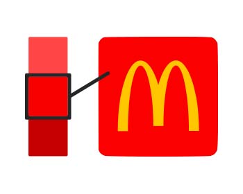 赤の色合いが選択されたマクドナルドのロゴ