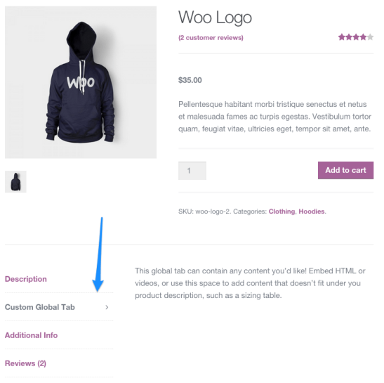 WooCommerce 中的自定义选项卡示例