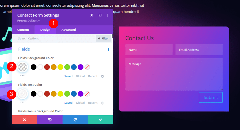 Contoh Formulir Kontak Footer Divi Dua