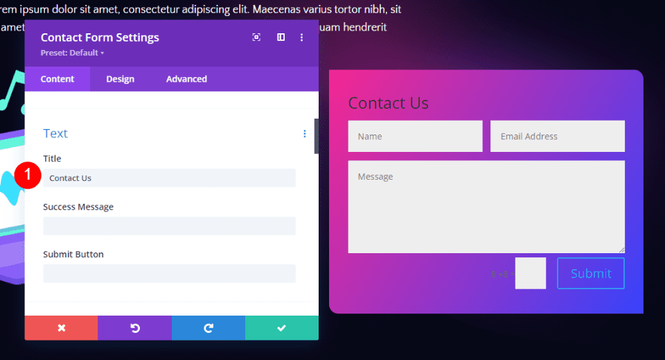 Contoh Formulir Kontak Footer Divi Dua