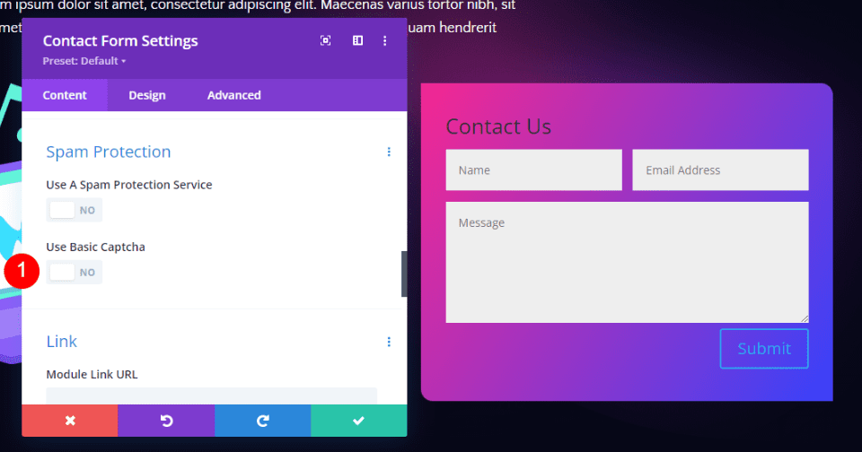 Contoh Formulir Kontak Footer Divi Dua