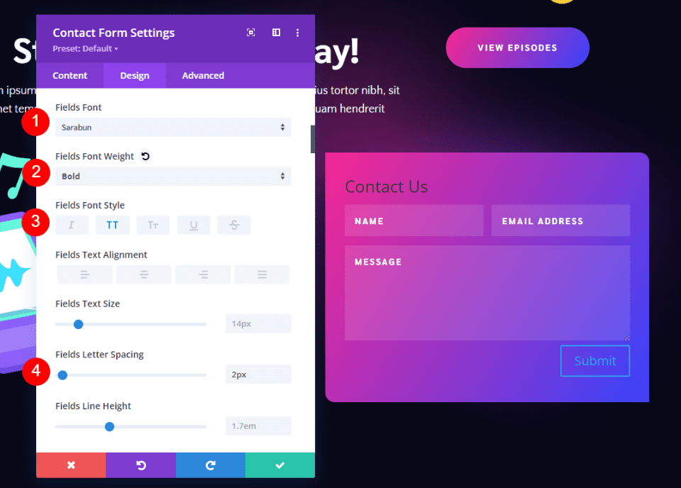 Contoh Formulir Kontak Footer Divi Dua