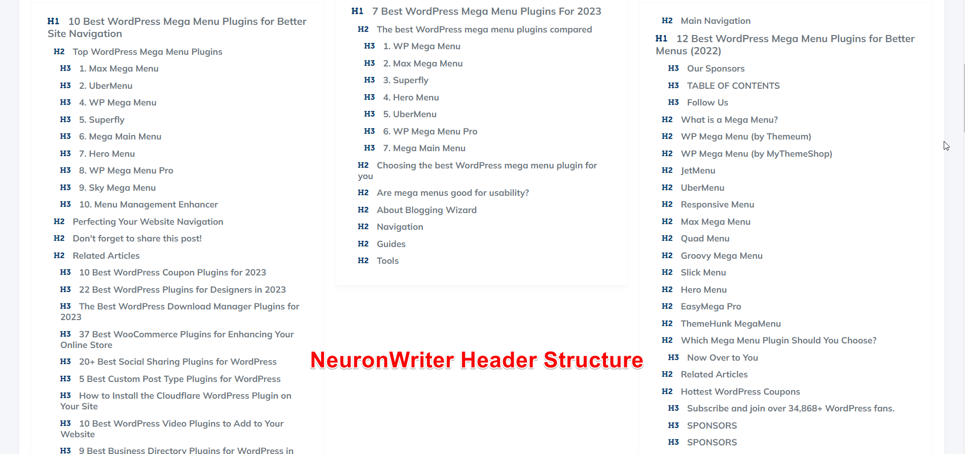 NeuronWriter 内容头结构