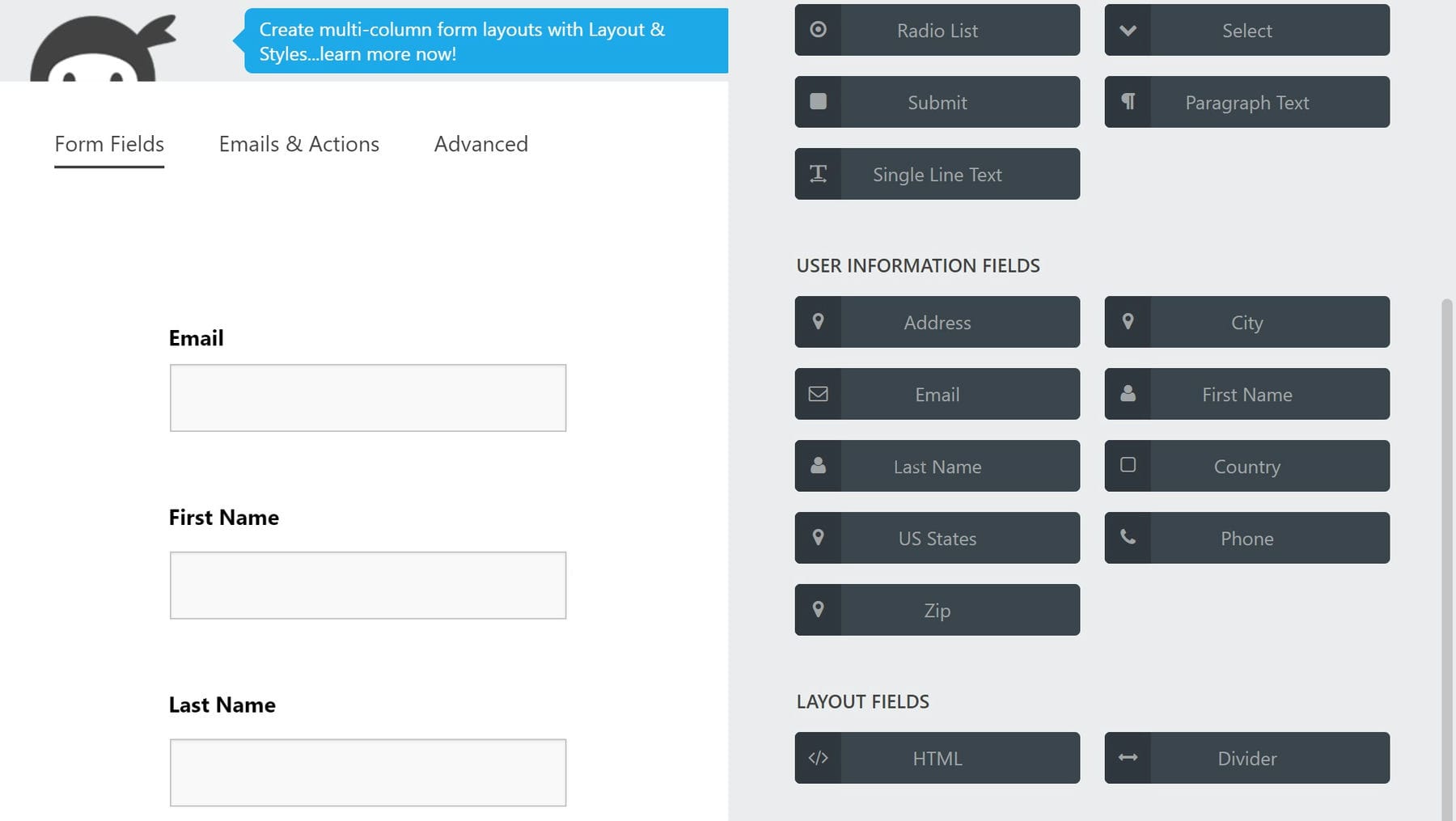 Ninja Forms Visual Form Builder