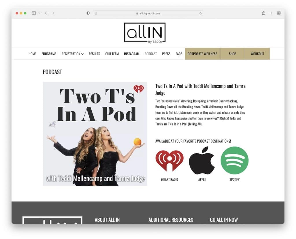 all in dal sito web di podcast teddi