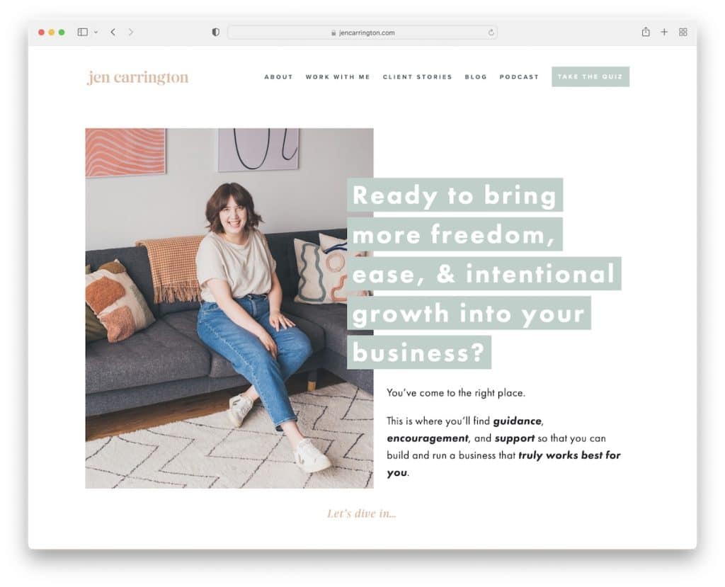 jen carrington kişisel web sitesi örneği
