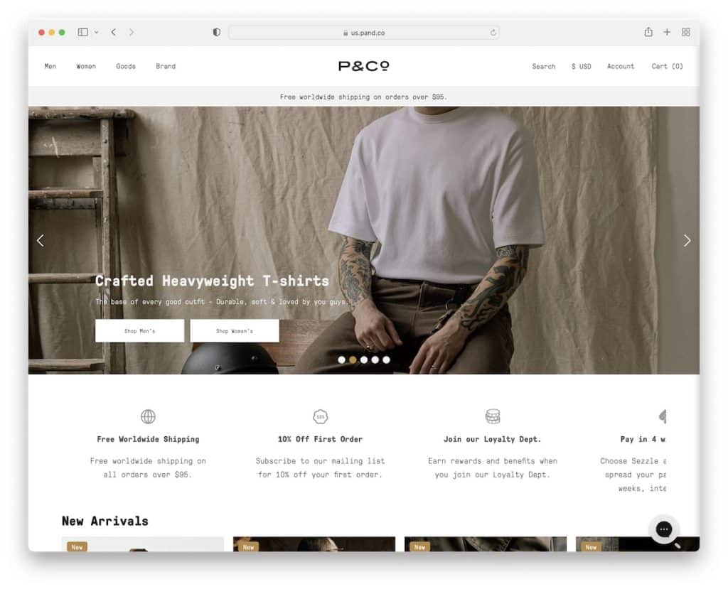 p und co Shopify-Website