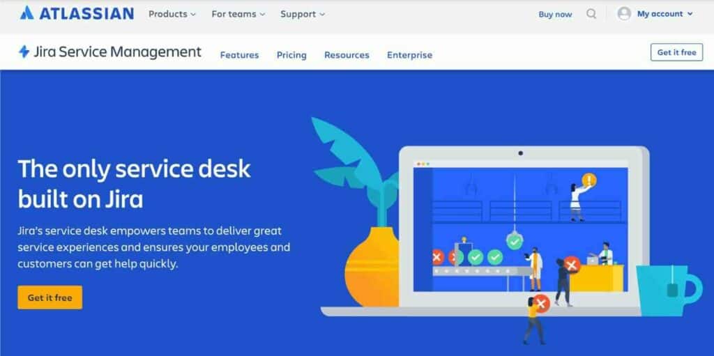 الصفحة الرئيسية لشركة Jira Service Management