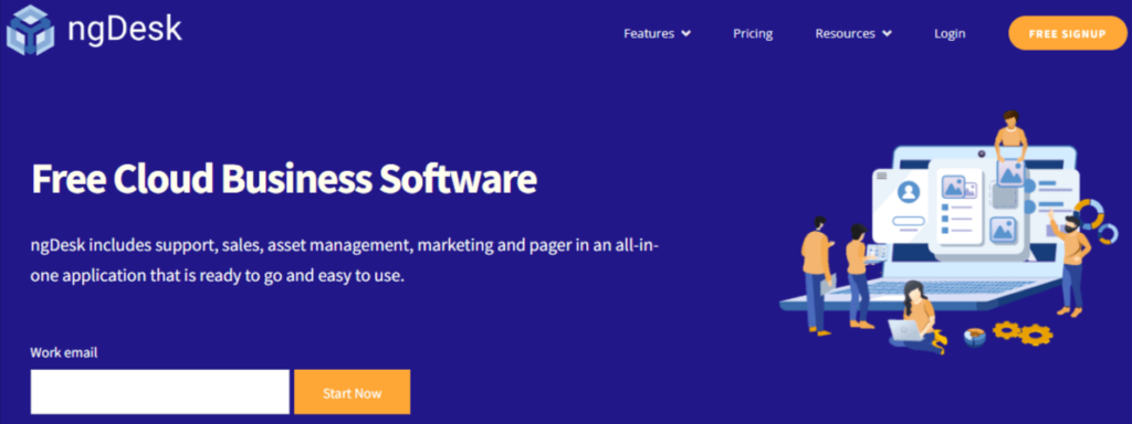 Home page del sito web di ngDesk