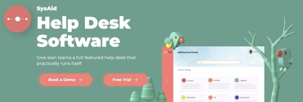 الصفحة الرئيسية لبرنامج حجز التذاكر SysAid Help Desk