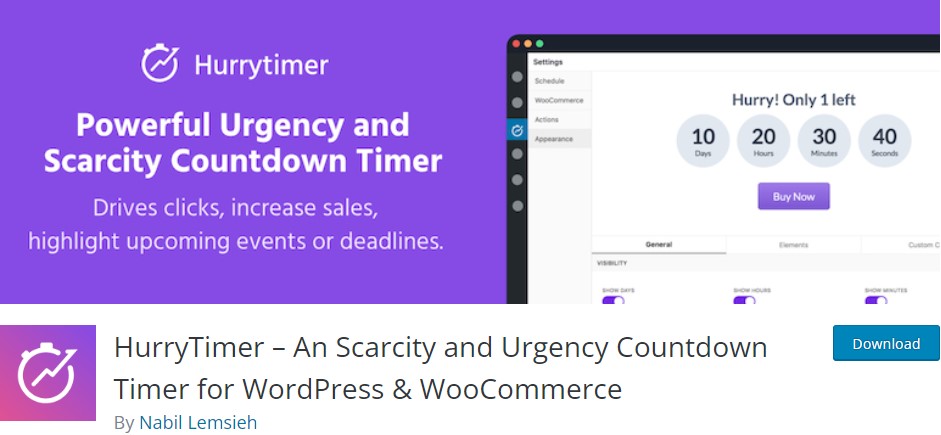 HurryTimer – WordPress için Kıtlık ve Aciliyet Geri Sayım Sayacı