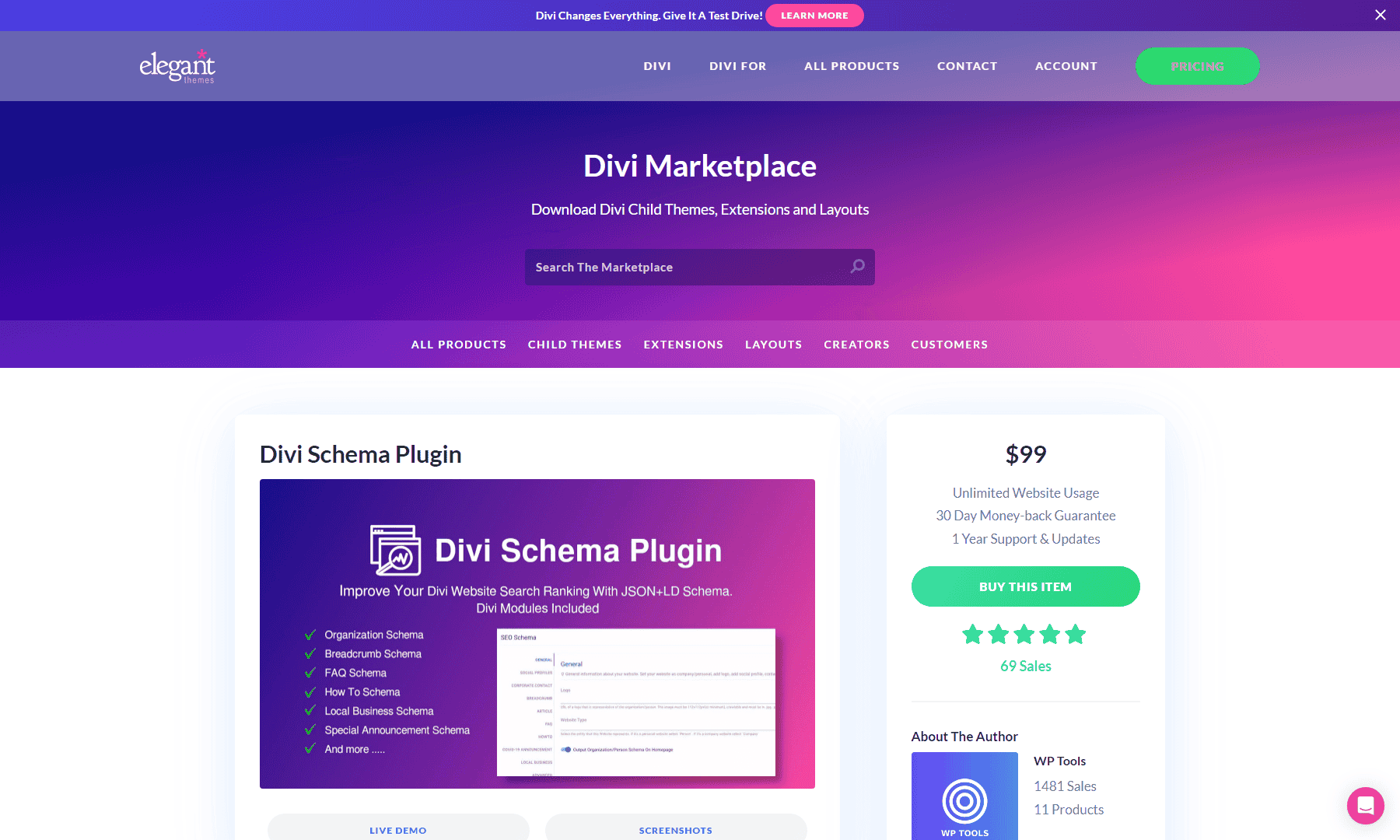 Divi Schema Plugin-Seite Februar 2023