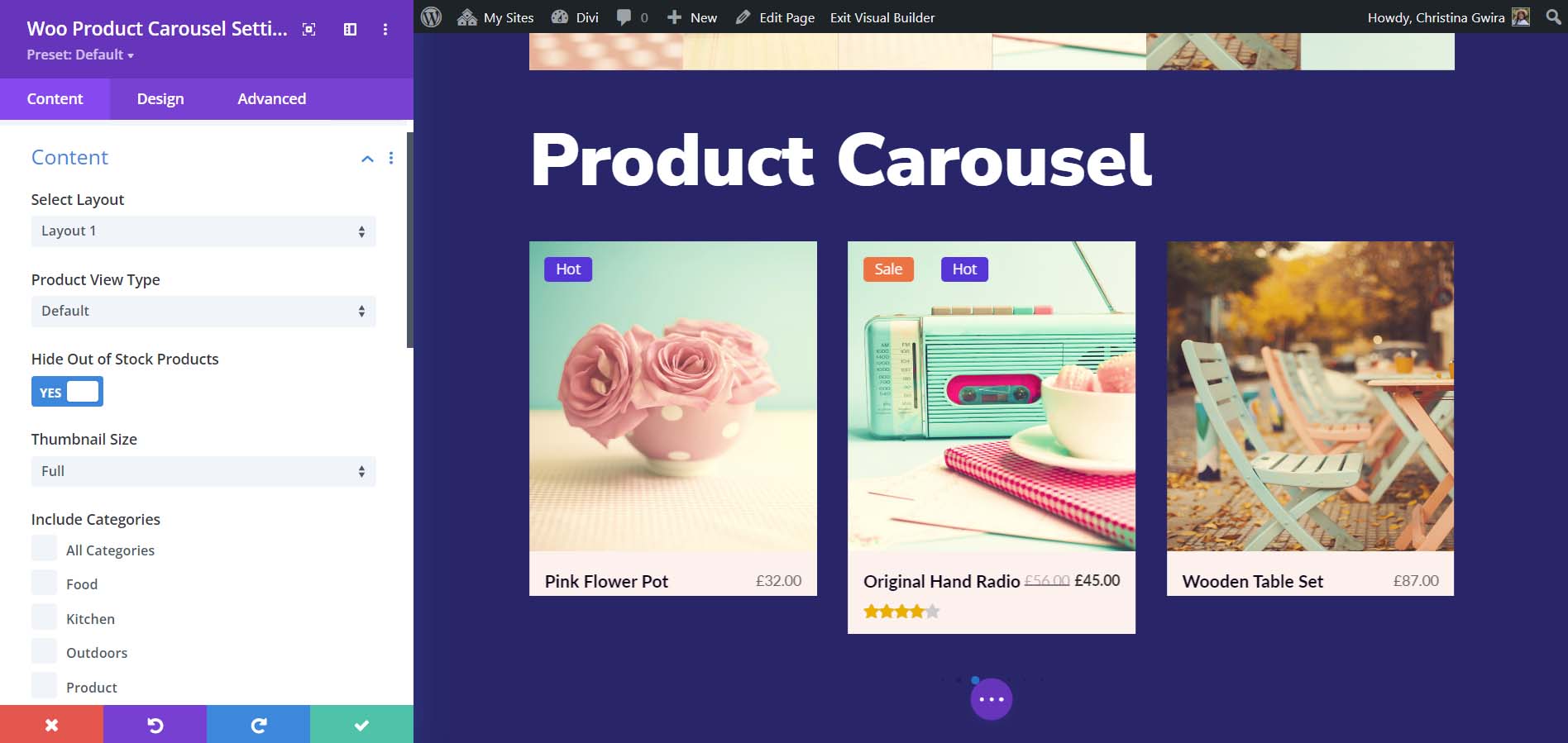 Modules WooEssential : Carrousel de produits