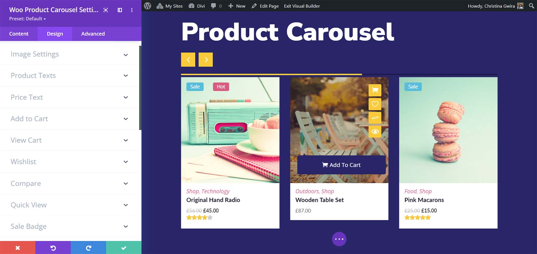 Modules WooEssential : Carrousel de produits