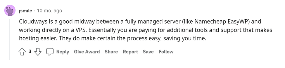 Reddit からの Cloudways の意見