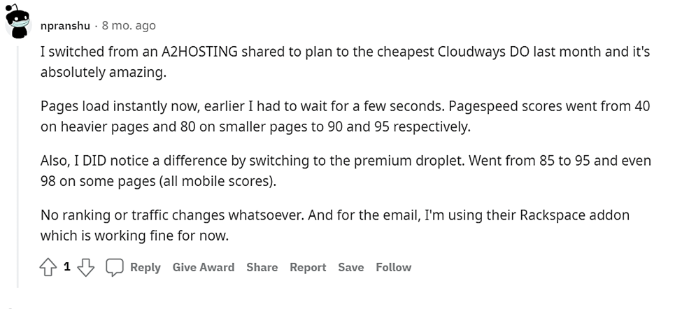 Reddit からの Cloudways の意見