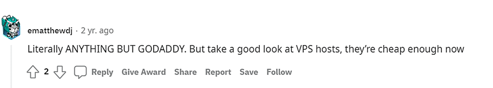 Reddit からの GoDaddy の意見