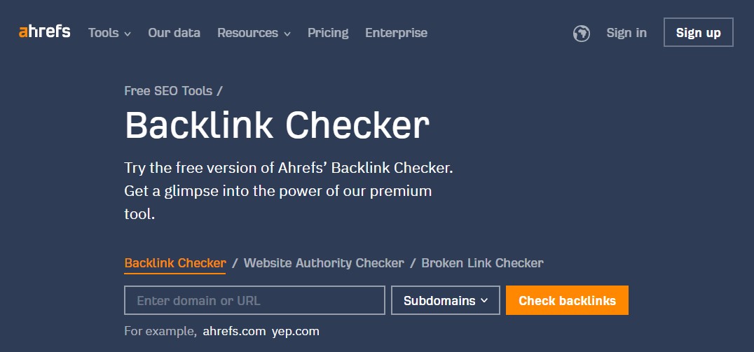 Vérificateur de backlink Ahrefs