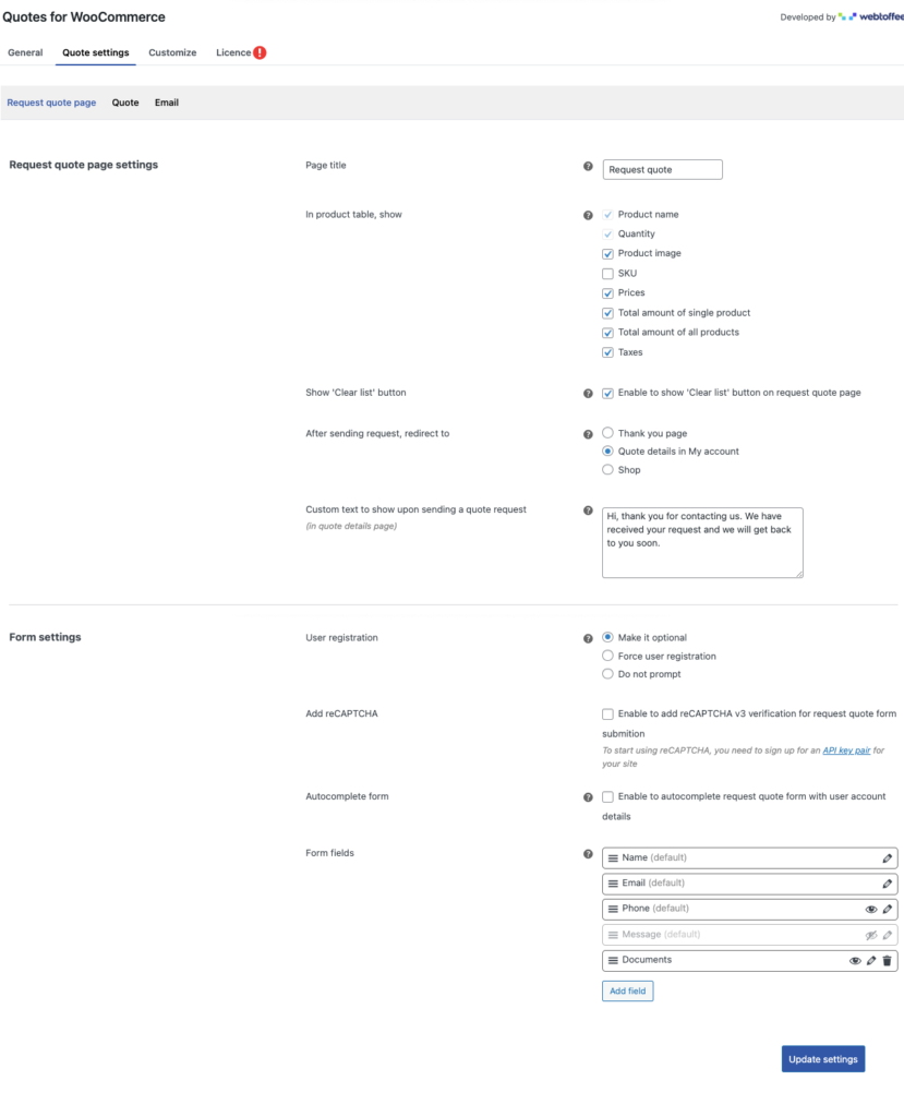 WooCommerce meminta halaman penawaran